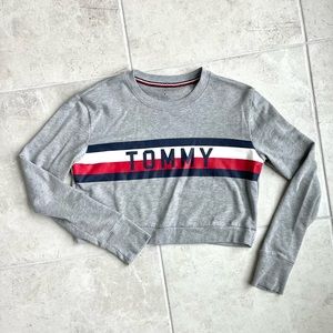 Tommy Hilfiger Gray Cropped Long Sleeve Top